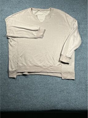 Beige Long Sleeve Pullover Sweatshirt XXL